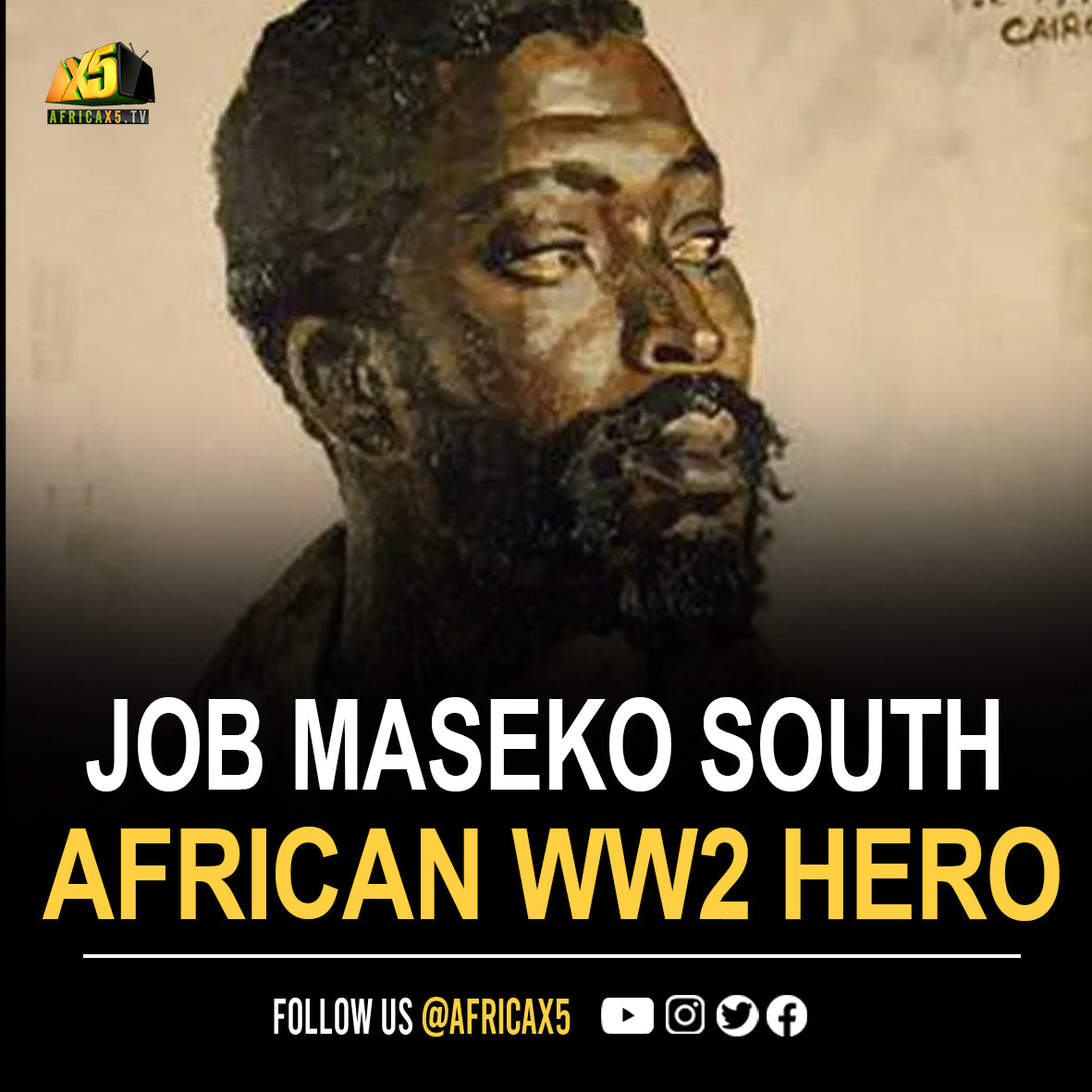 Job Maseko, a WW2 hero, sank a NAZI ship with a bomb made from a tin can with condensed milk. He was denied the highest military decoration, due to his race.