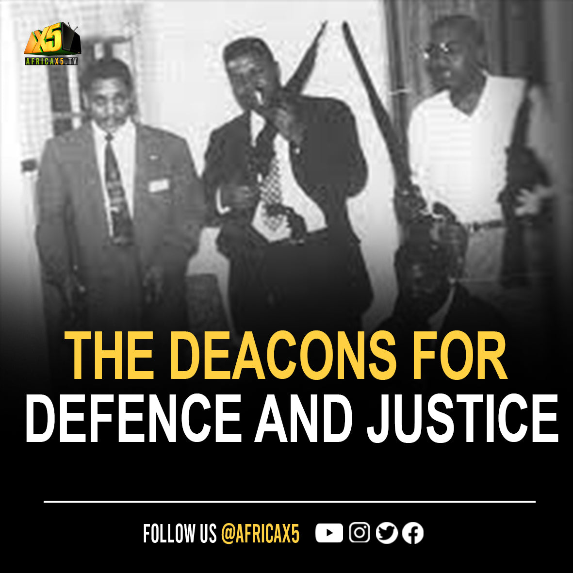 The Deacons for Defense and Justice was an armed Black self defense group who stood up against the KKK and discriminatory treatment by police in the Jim Crow South.