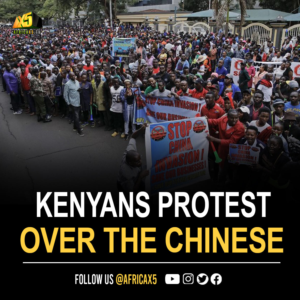 Over a thousand Kenyan traders protested in the capital Nairobi on Tuesday against Chinese traders.